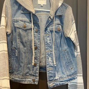 Thread and Supply distressed Denim jacket with hoodie